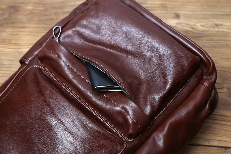 NZPJ Leder herren Rucksack Europäischen und Amerikanischen Mode Reisetasche Vintage Kopf Erste Schicht Rindsleder Freizeit Rucksack – Detail 13