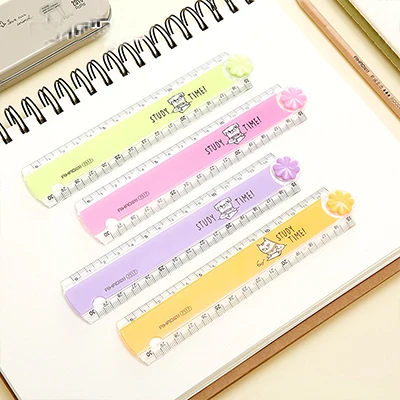 30CM Student Ruler Cute Kawaii Study Time Color Folding Ruler Multifunction DIY Drawing Rulers For Kids Office School Stationery