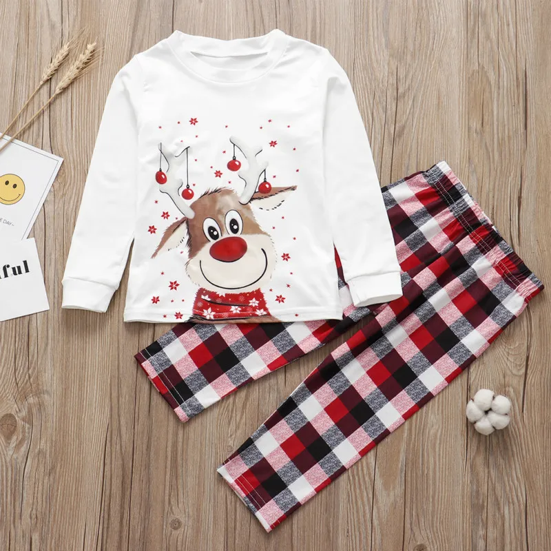 2022 família natal pijamas conjunto veados adulto mulher pai menina crianças roupas de natal pijamas roupa combinando top + calças