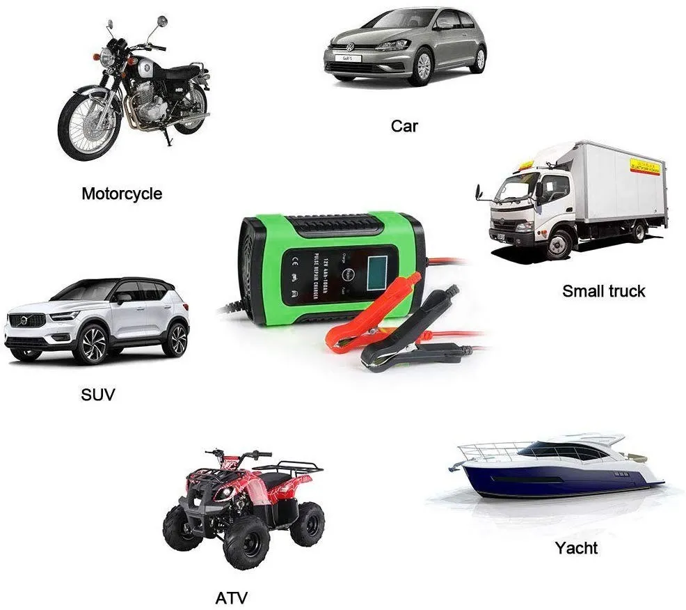 

12V 6A Car Battery Charger Fast Charging Pulse Full Automatic Battery Maintainer Car Starter Emergency Starting Power