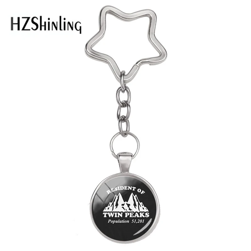 2020 New Fashion Twin peaks Star Keychain David Lynch movie Jewelry Glass Cabochon Key Chain Hot Jewelry