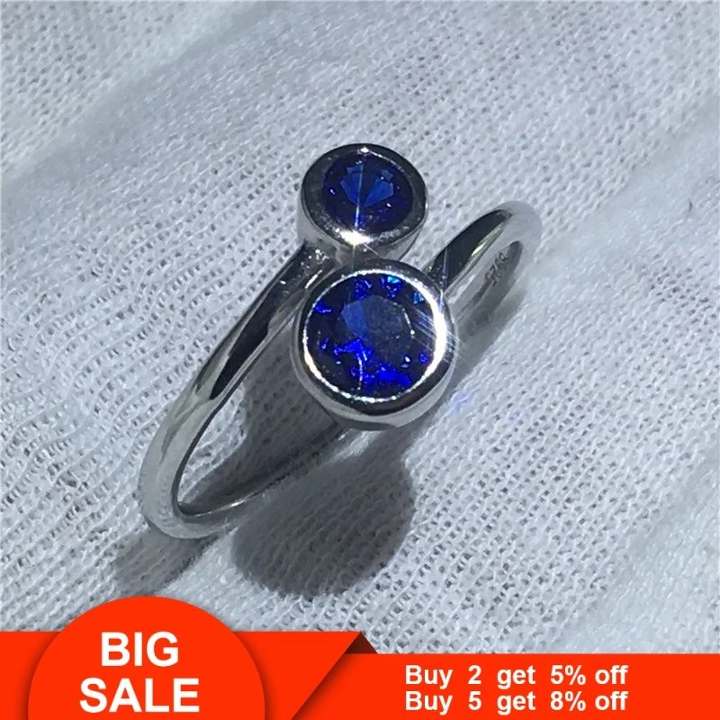 Vecalon 100% Real 925 Sterling Silver ring Sapphire Engagement wedding Band rings for women men Gift