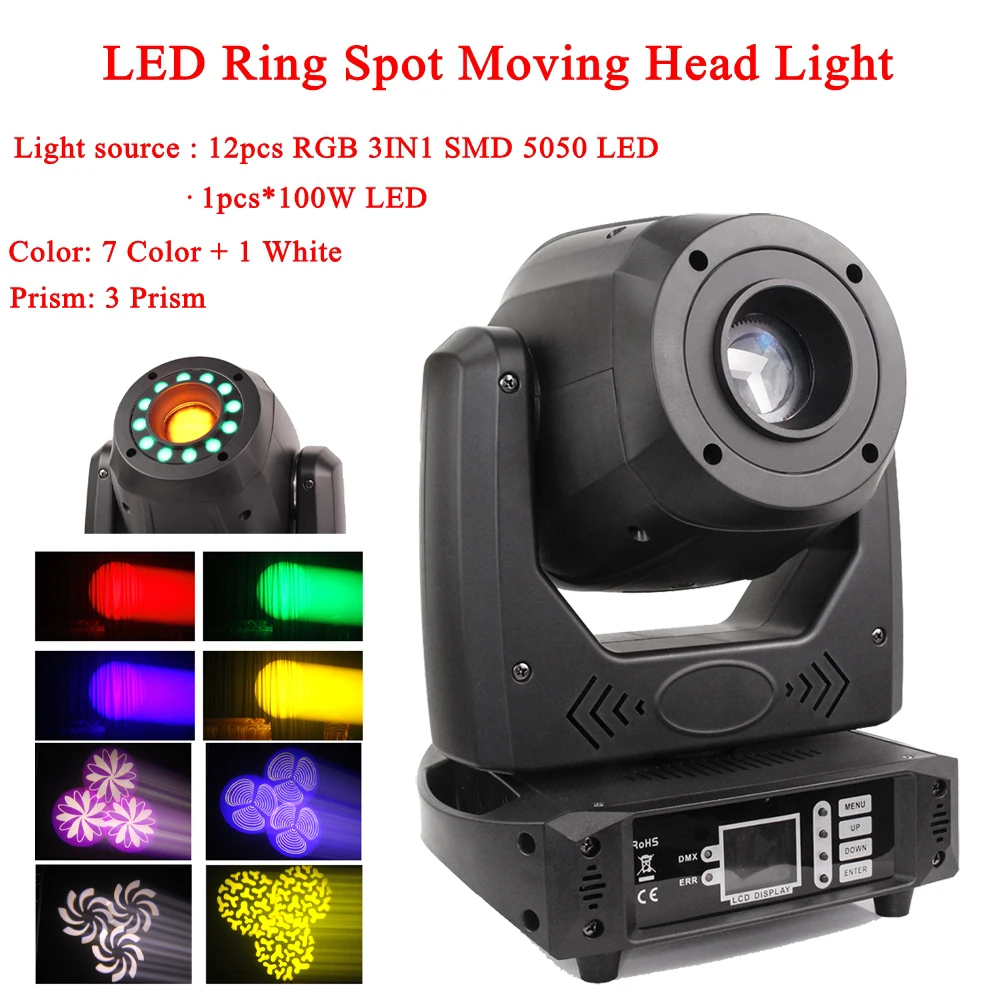 LED reflektor punktowy 200W ruchome głowy światła LED z pierścieniem LED DMX512 3 pryzmat dioda LED o wysokiej jasności Disco DJ Party ślub boże