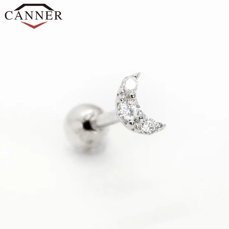 CANNER 925 sterling silver Crystal Zircon Lightning Stud Earrings Piercing Earings for Women Fine Jewelry pendientes kolczyki