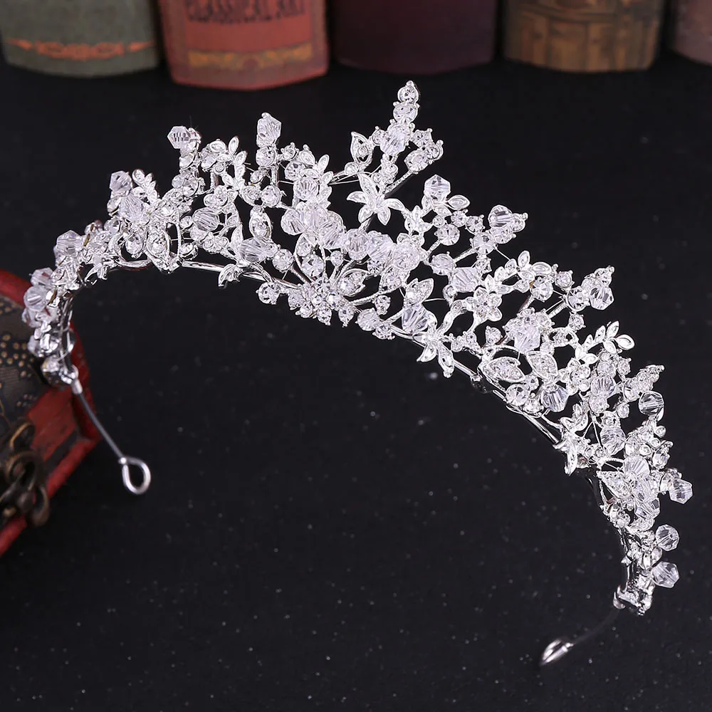 KMVEXO Trendy Baroque Crystal Luxury Wedding Crowns Handmade Beads For Bride Tiaras Fashion Queen Headpiece Hair Accessories