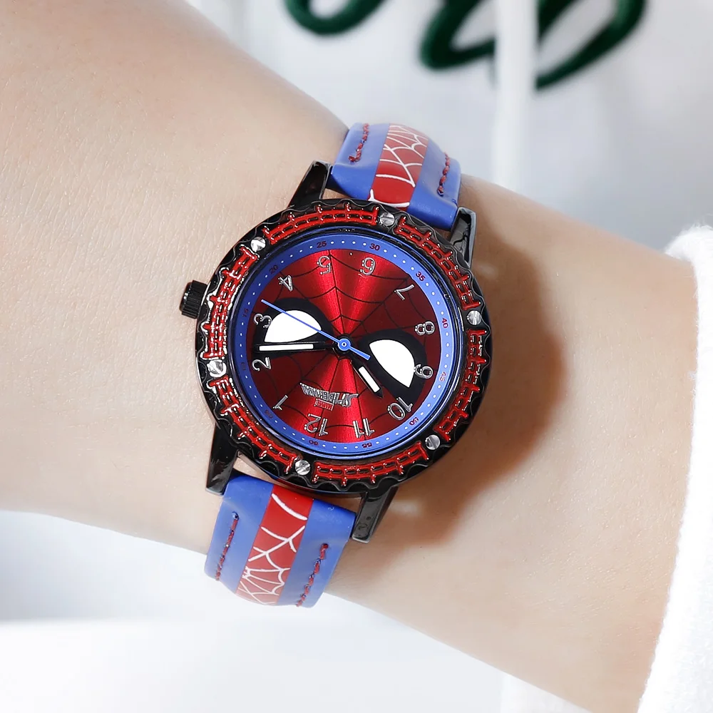 DISNEY  Avengers Spider-men Hero Dream Child Cool Disney Cartoon Wrist Watch Boy Waterproof Quartz Students Men Clock