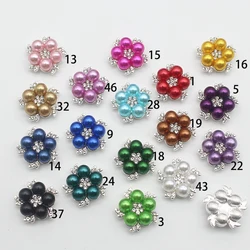 Nuova moda 10 pezzi 22mm bottoni di perle Color lega accessori per cucire fatti a mano fai da te schiena piatta abbigliamento da sposa accessori in argento