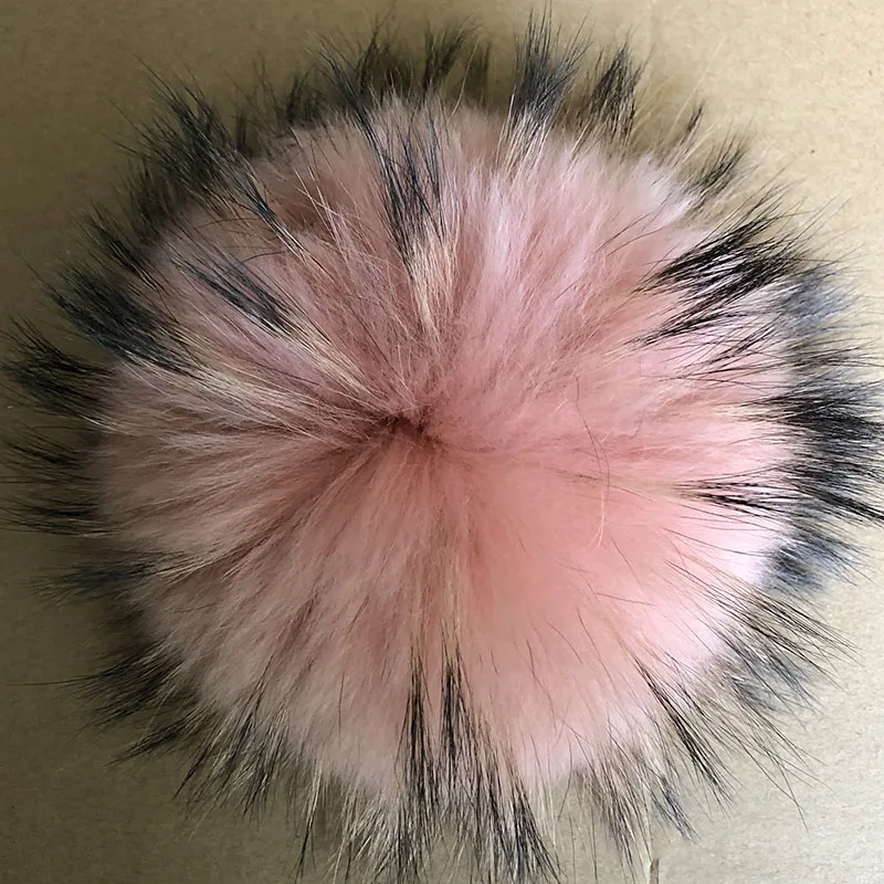 CUSTOM Luxury Raccoon Fur PomPom 100% Natural Fox Pom Pom Handmade Large Hair Ball Pompon With Buckle Wholesale