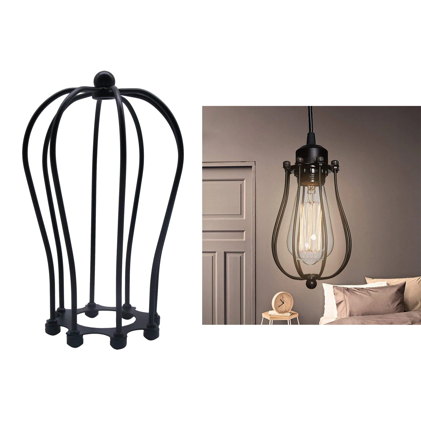 Plafonnier Suspendu en Fil D.lique Noir, Style Rétro Vintage, Luminaire Décoratif de Plafond