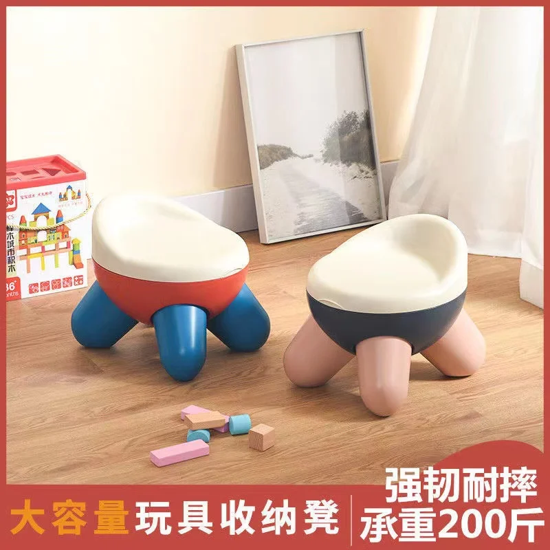 Creative Cartoon Children\'s Toy Storage Stool Thickened Backrest Lovely Stool Anti Falling Anti-slip Household Outdoor Stool