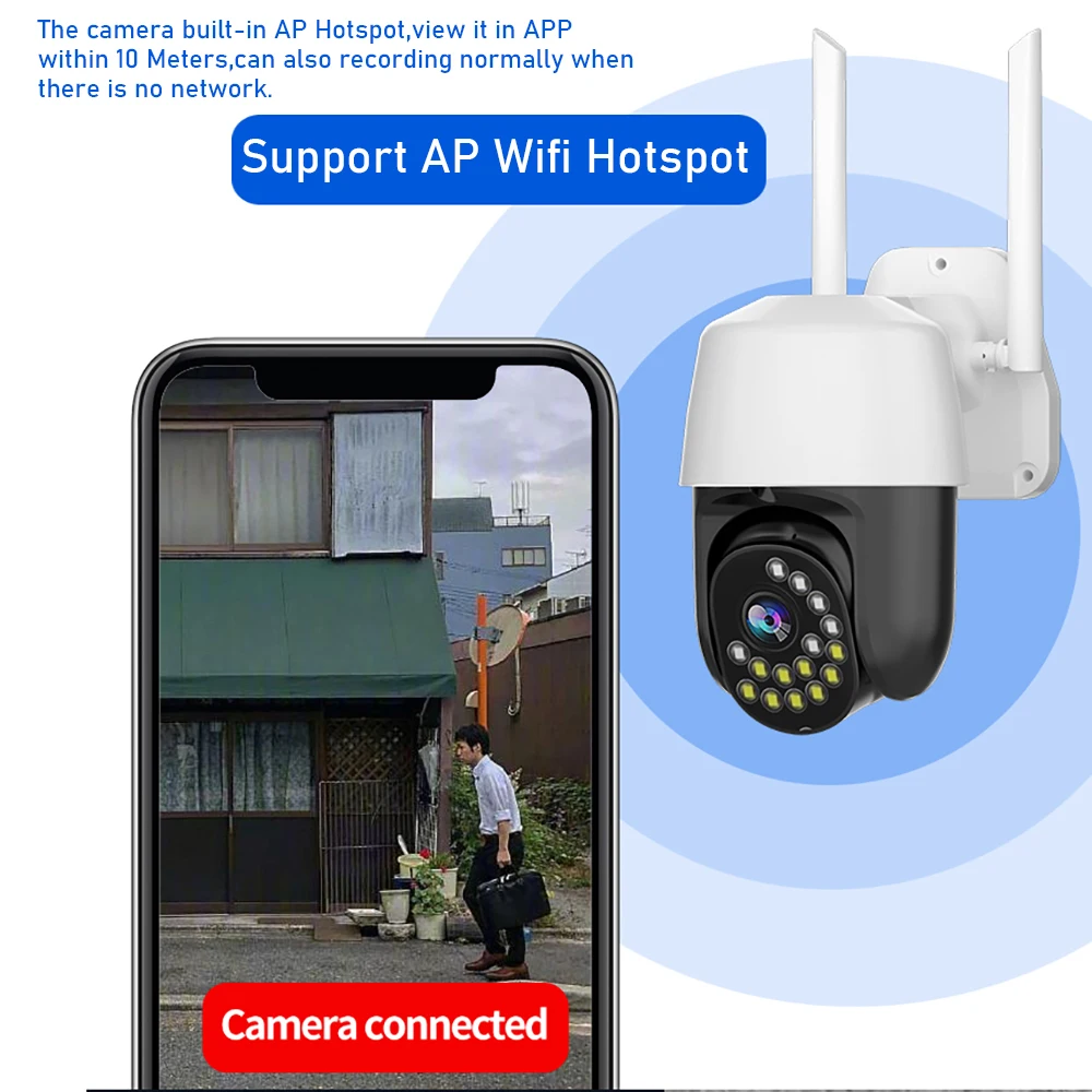 Outdoor PTZ Wireless IP Camera Auto Tracking 3MP Cloud Home Security Wifi Camera 10X Digital Zoom Speed Dome Camera 15pcs LEDS