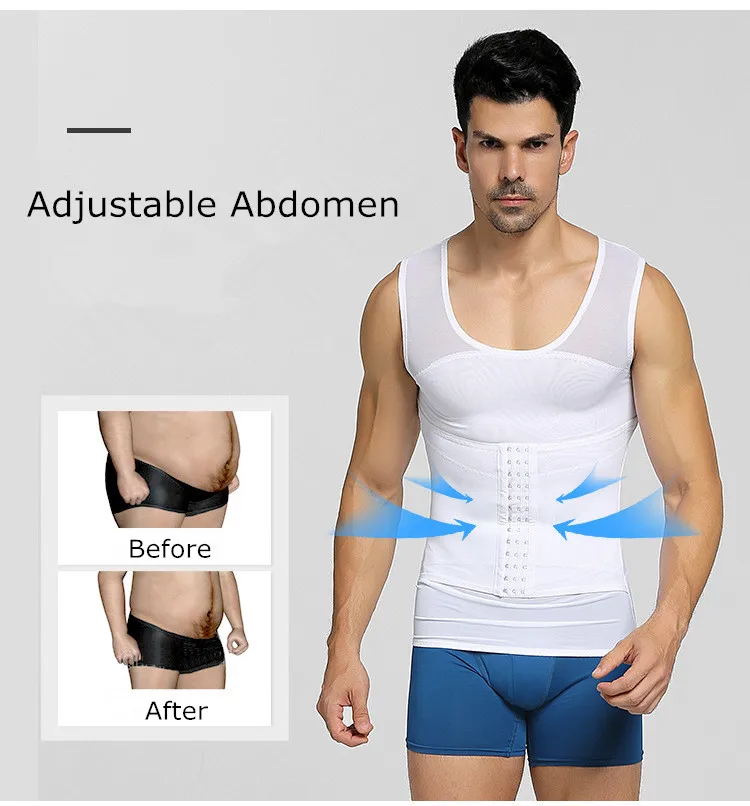 

Men Body Shaper Vest Fitness Slimming Belt Waist Control Shapers Corrective Underwear Abdomen Fat Burning Shapewear Vest for Man