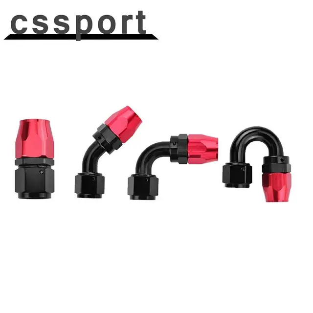 AN4/AN6/AN8/AN10/AN12 Prosto 0 ° /45 ° /90 ° /180 °   Stopień Aluminiowy obrotowy adapter końcówki węża Przewód paliwowy oleju Wtyczka NPT Czarny Czerwony
