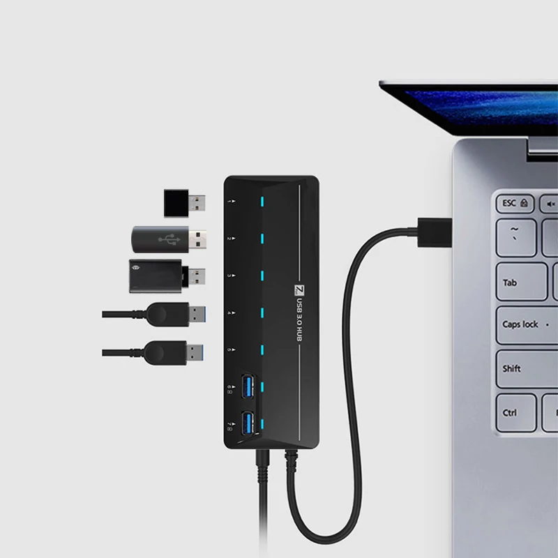 USB3.0 splitter 7 ports with power supply Hub computer high-speed expansion conversion multi-interface hub