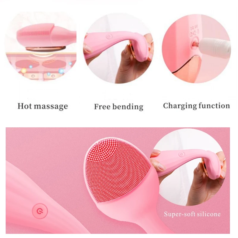 Silikonowa szczotka do czyszczenia twarzy elektryczna urządzenie do czyszczenia twarzy masażer do czyszczenia skóry soniczna szczoteczka do oczyszczania porów wibracyjna