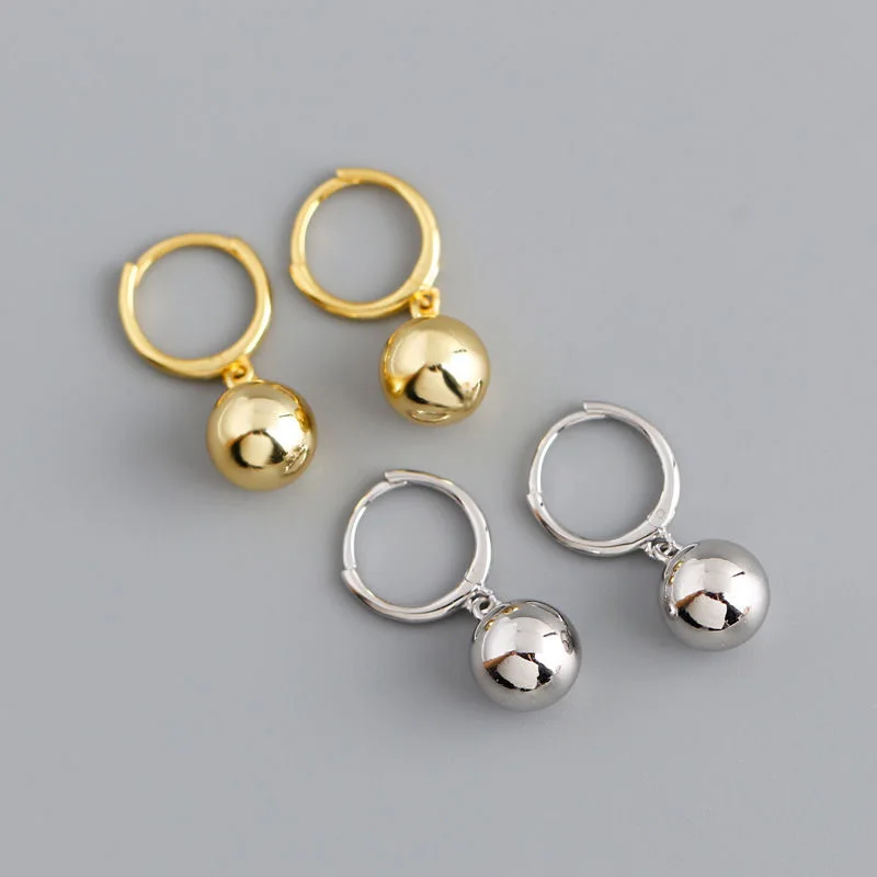 Korean Stainless Steel Metal Bead Pendant Hoop Earrings 2022 New Small Round Bead Dangle Earrings For Women Fine Jewelry Gift