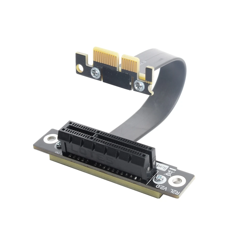 PCIE Riser PCIe 3.0 x1 Male to x4 Female Cable EMI Shielding 8Gbps PCI-E 1x 4x Riser Extender Ribbon Cable Elbow Right Angled