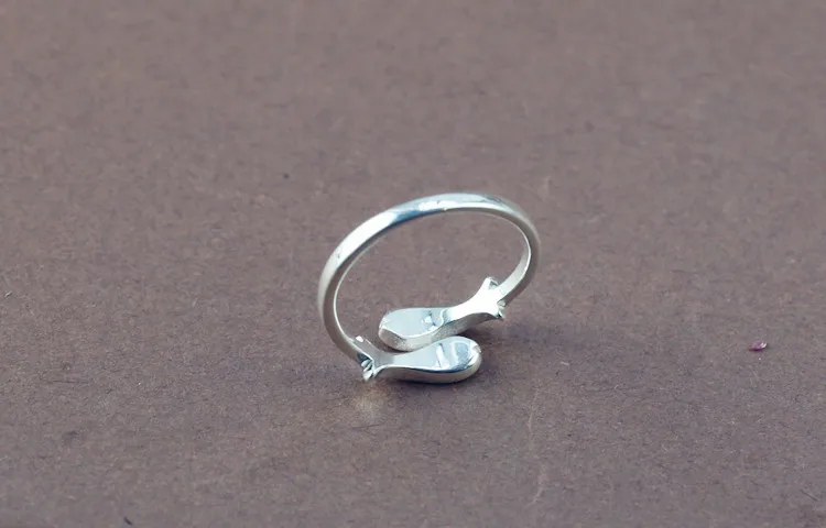 REETI 925 Sterling Silver Rings For Women  Fish Open  ring  Style Lady Prevent Allergy Sterling-silver-jewelry