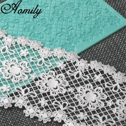 Aomily 31*11cm Lace Flower Wedding Cake Fondant Mold Cake Decorating Jelly Sugar Craft Chocolate Moulds Baking Tools Supplies