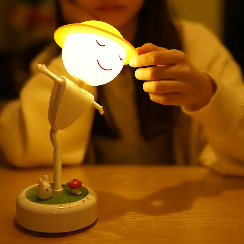 LED Creative Scarecrow Night Light Warm White Decor Table Lamp USB Charging for Indoor Bedroom Living Room Children Gift