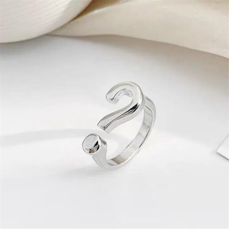 Women's 925 Sterling Silver Question Mark Shape Opening Ring