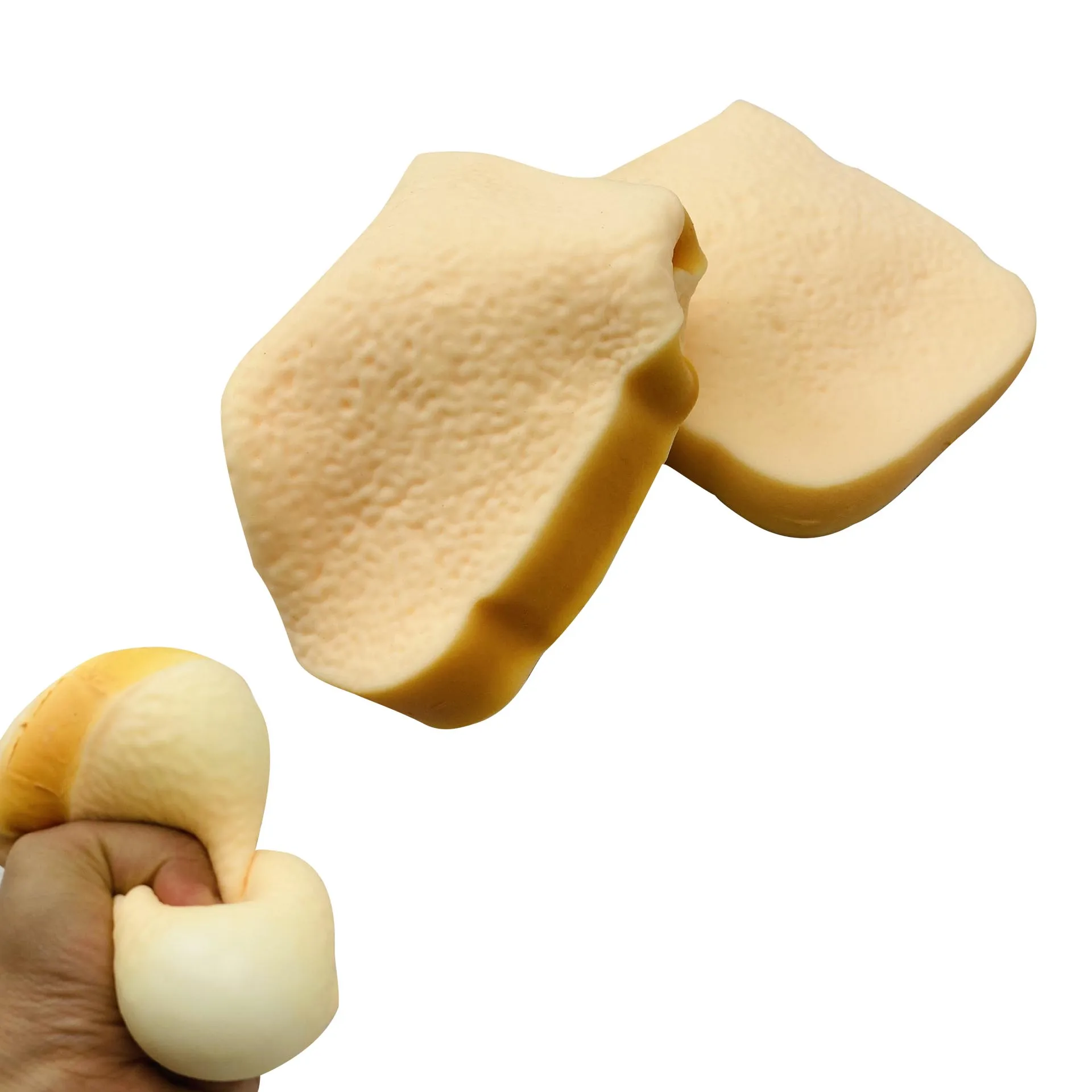 시뮬레이션 TPR 통밀 토스트 빵 감압 핀치 느린 리바운드 벤트 장난감, 감각 장난감, 퀴시 피젯 장난감