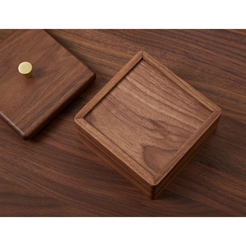 Black Walnut Storage Box for Sundries, Gadget, Cotton Swab, Home Office, Hotel, 11cm x 6cm