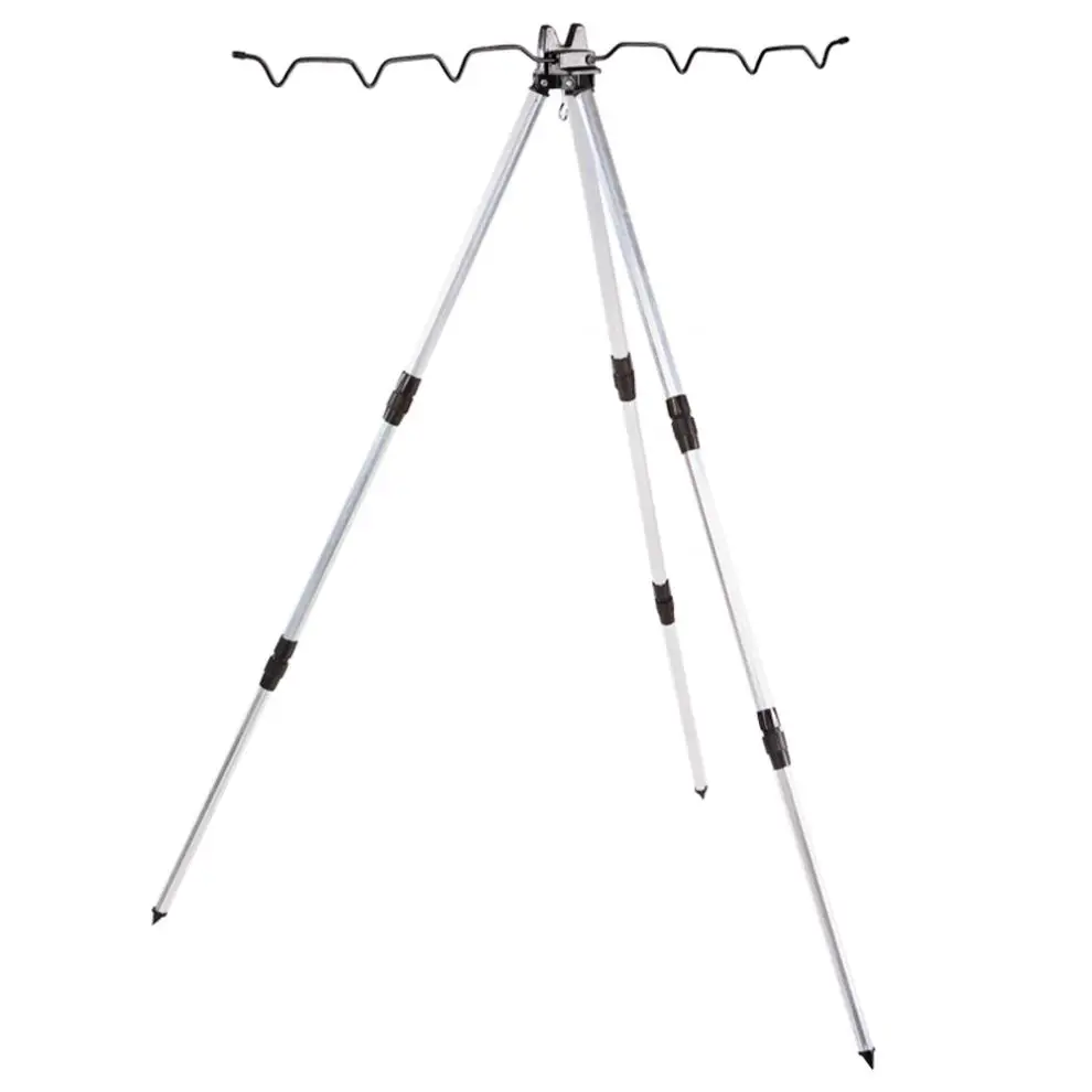 

Aluminum Alloy Telescopic 7 Groove Fishing Rod Holder Collapsible Tripod Stand Sea Fishing Pole Bracket