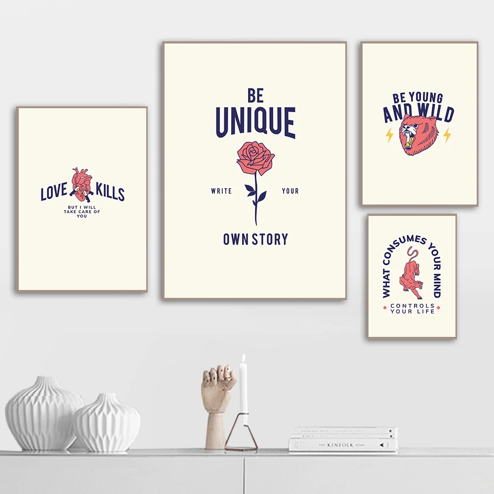 Vintage Free Spirit The Mountain Posters and Prints Wall Picture Be Unique Quote Nursery Art Canvas Painting Home Wall Art Decor