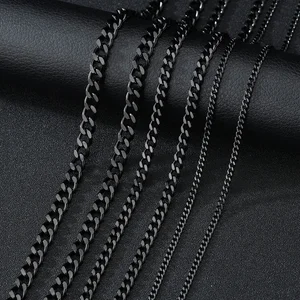 Dasar Punk Stainless Steel 3,5,7 Mm Curb Cuban Kalung untuk Pria Wanita Warna Emas Hitam Rantai Choker Perhiasan Logam Padat 8 chai penjualan terbaik - №
