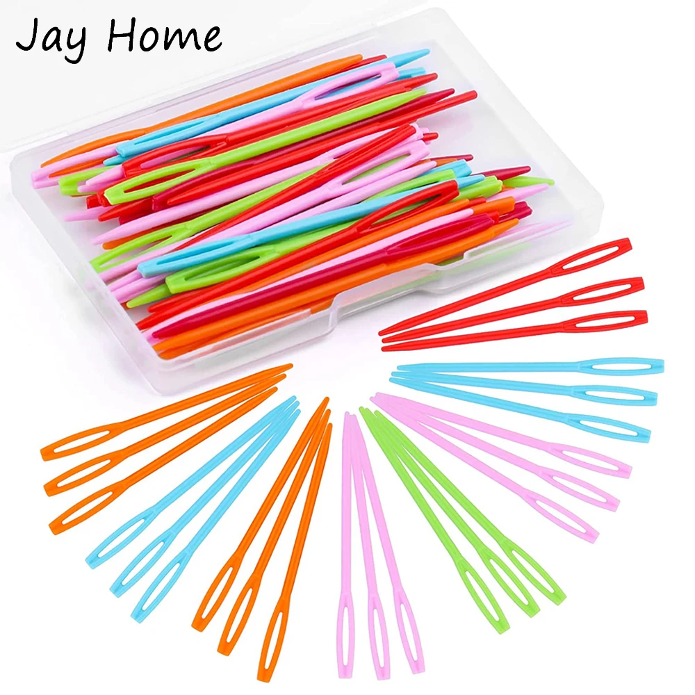 50/100 Large-Eye Plastic Sewing Needles 2.7-inch Yarn Sewing Needle Set Learning Needles for DIY Sewing Yarn Handmade Craft