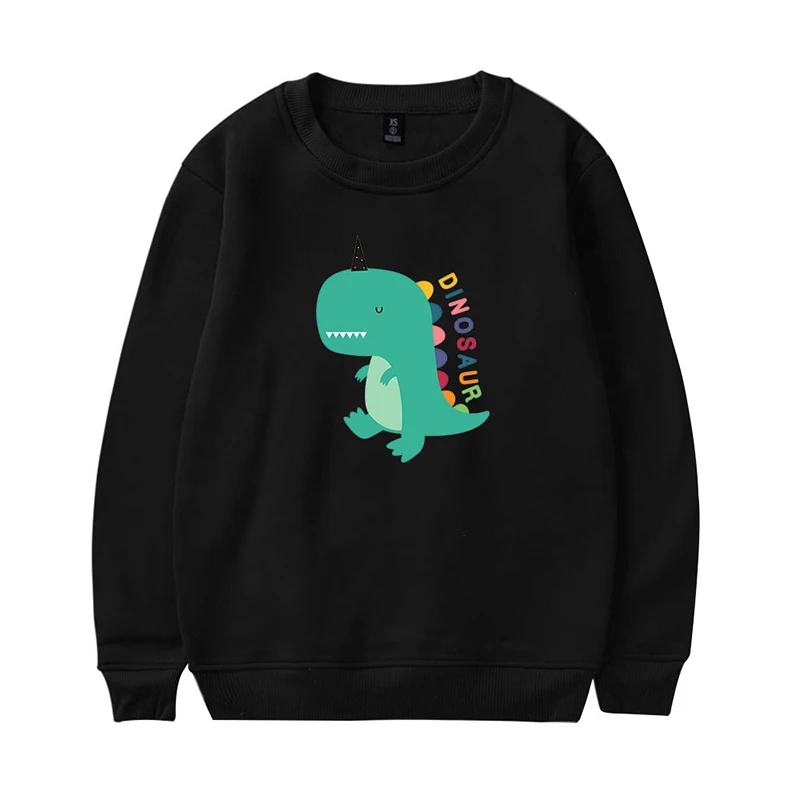 

Dinosaur Cartoon Kawaii Cute Hoodie Pullover Fashion Men Women Capless Sweatshirts Long Sleeve Boy Girl Hoodies White Black Tops