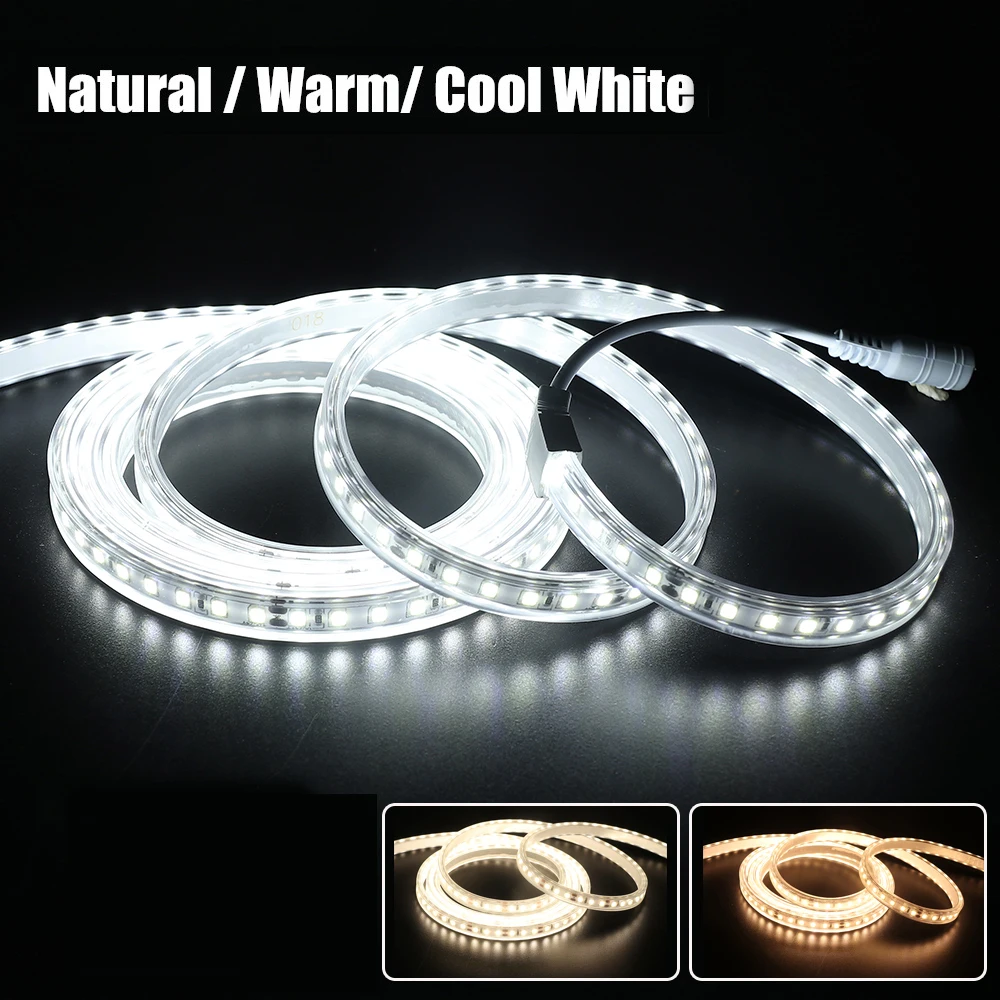 DC 12V 24V 2835 LED Strip IP67 Waterproof Outdoor Lamp High Bright 120LEDs/m Flexible Tape LED Light Natural White/Warm White