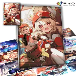 Diament malarstwo 5D DIY Anime Genshin wpływ mozaika z haftu diamentowego krzyż zestaw do szycia Home Decor rękodzieło pintura diamante