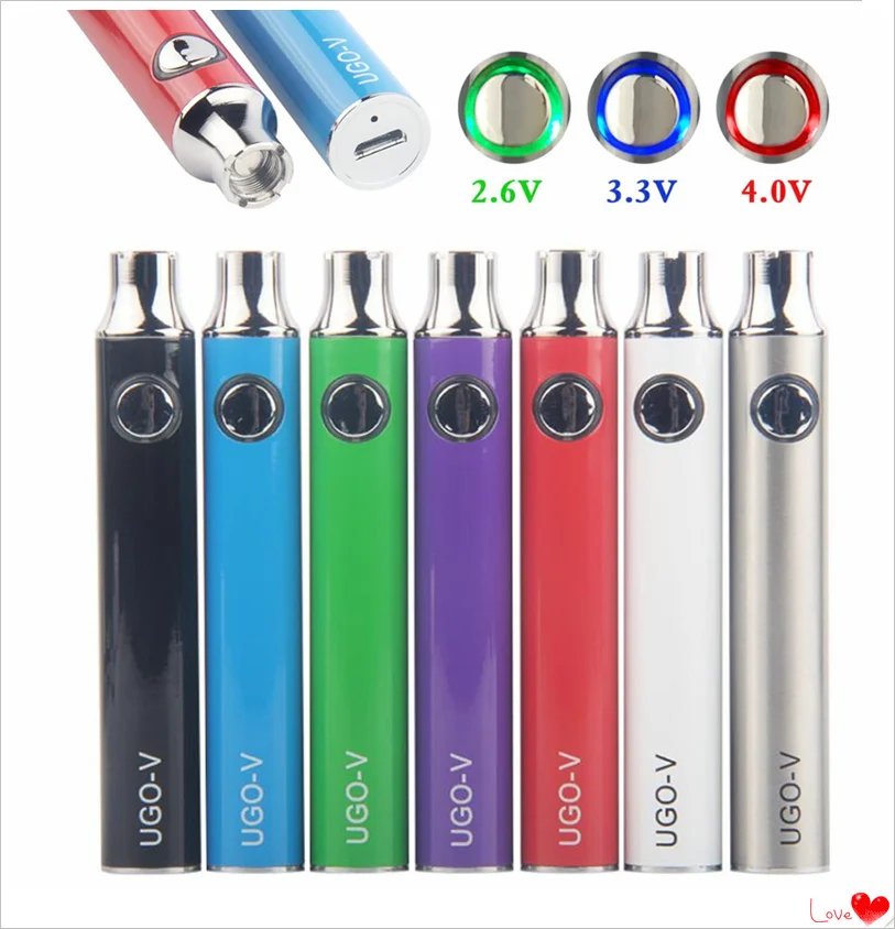 Préchauffez UGO-V de batterie à tension variable + chargeur USB Laguna ette électronique Micro USB 510 Stylo Vape à fil pour atomiseur Mt3 Ce4 Ce5