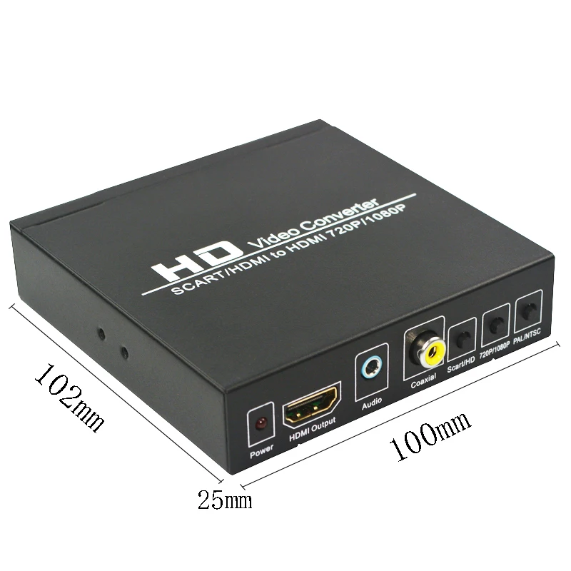 Full HD 1080P przetwornik cyfrowy o wysokiej rozdzielczości konwerter wideo SCART do z wejściem HDMI, ue/moc US przejściówka Adapter do telewizora