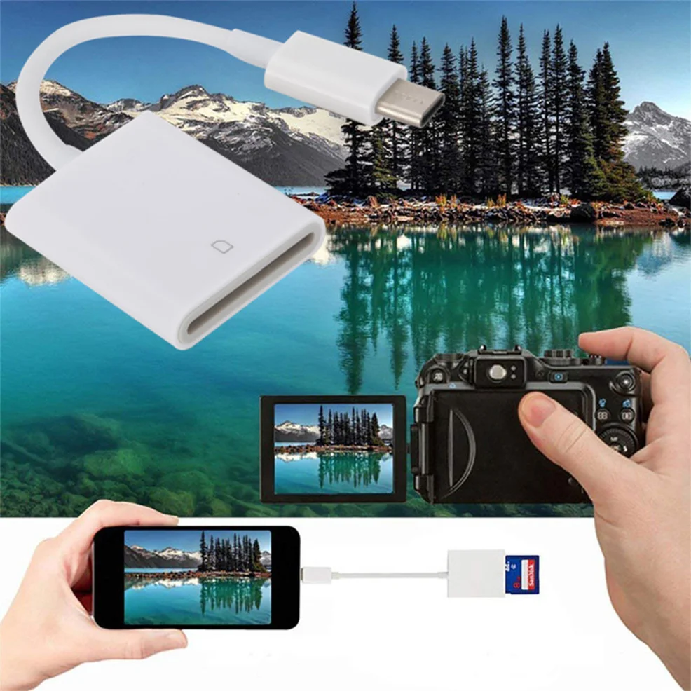 USB C ประเภท C เครื่องอ่านการ์ด SD USB C Card Reader สำหรับ Samsung Huawei Macbook Pro/Air แล็ปท็อปโทรศัพท์ Type-C SD Card Reader