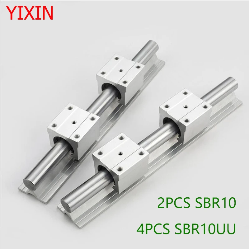 

LINEAR SHAFT ROUND RAIL 2PC SBR10+4PC SBR10UU 10mm linear rail 200 300 400 500 600 700 800mm linear guide with block cnc part