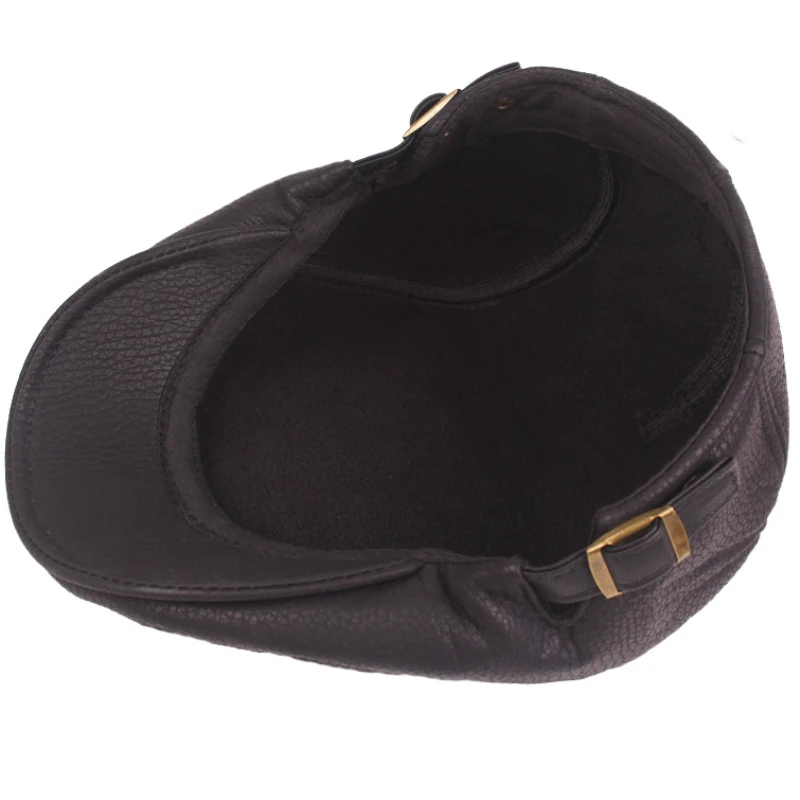 HT2792 Berets Autumn Winter Cap Hats for Men High Quality Leather Hat Male   Flat Cap Artist Painter Hat Men Beret Cap