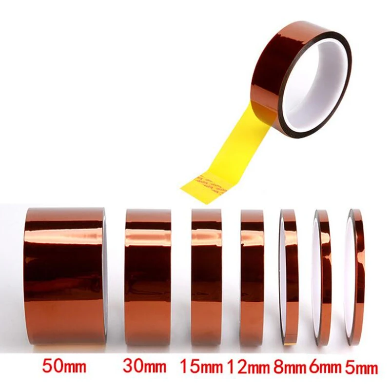 Лента Kapton 3-30 мм, полиимидная клейкая изоляционная лента, электрическая изоляционная теплоизоляционная лента для защиты изоляции печатных плат