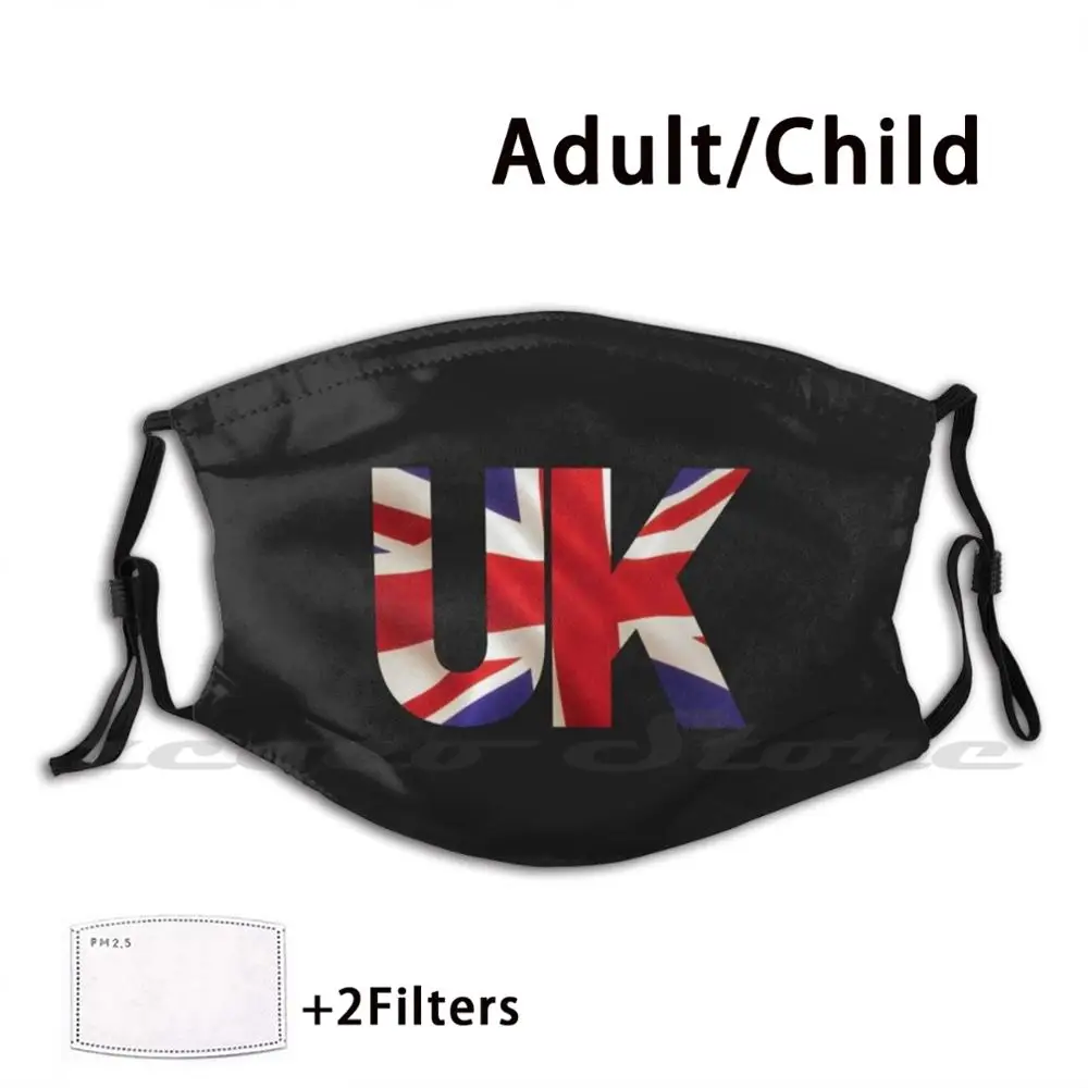 Uk Versie Masker Doek Wasbare Diy Filter Pm2.5 Volwassen Kids Uk Versie Uk Vlag Vlag Engeland Uk Engels Verenigde Koninkrijk britse