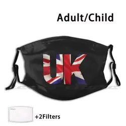 Masque en tissu lavable avec filtre pour enfants et adultes, drapeau britannique, Version anglaise, anglais, royaume-uni, britannique, Pm2.5