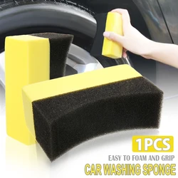 1-2Pcs Tire Contour Dressing Applicator Pads Gloss Shine Color Polishing Sponge Wax U-Shape Compound Sponge Waxing EVA Block