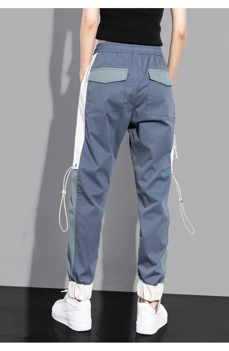 New Big Pockets Cargo Pants Women Ankle-length High Waist Drawstring Loose Streetwear Hip Hop Versatile Joggers Trousers Female