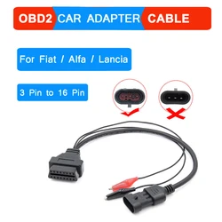 Adaptateur de connecteur de voiture automatique pour Fiat, câble de diagnostic femelle, 3 broches à 16 broches, OBDII, OBD2, adieu, Lancia