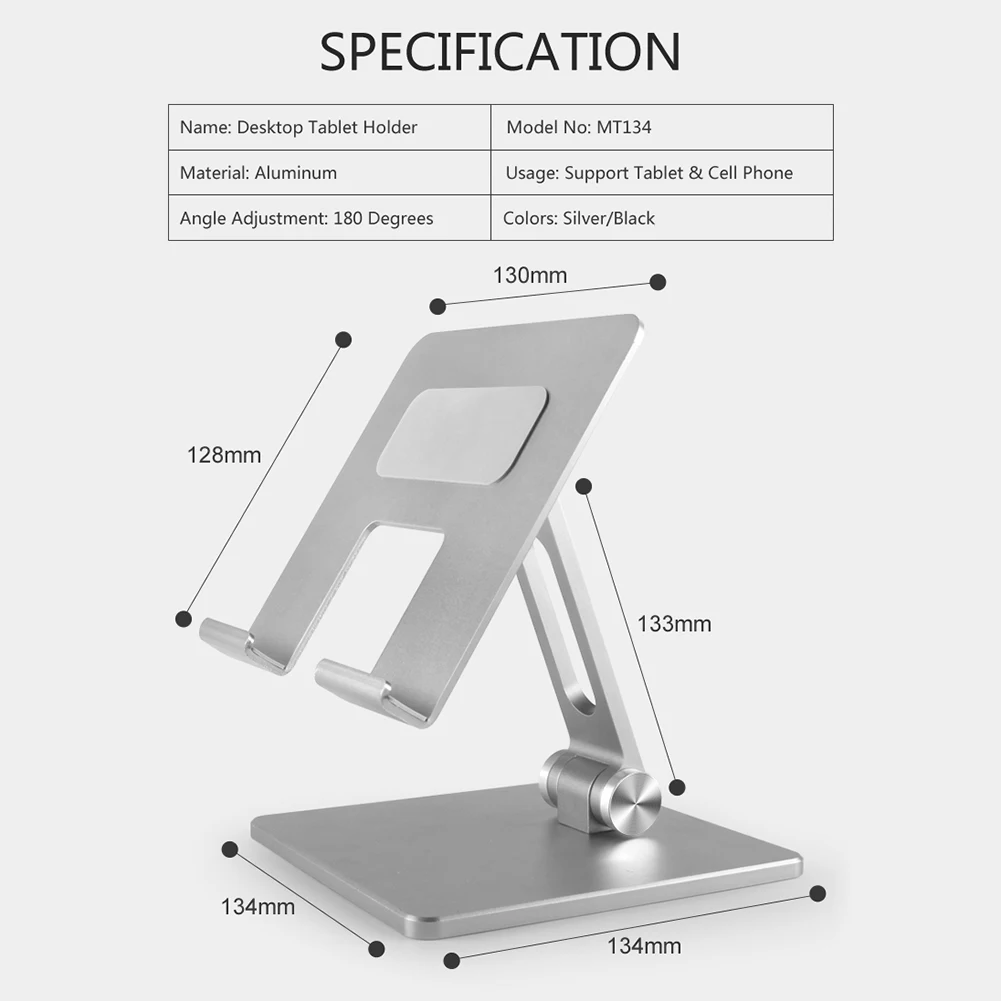 Tablet Stand Aluminum Desktop Adjustable Stand Foldable Phone Holder For iPad Pro 12.9 11 Air Mini 2020 iPhone Samsung Xiaomi