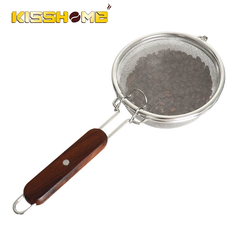 

Coffee Baked Bean Net Filter Spoon Stainless Steel Coffee Beans Baking Fried Nets With Black Rosewood Handle Coffee Accessrioes