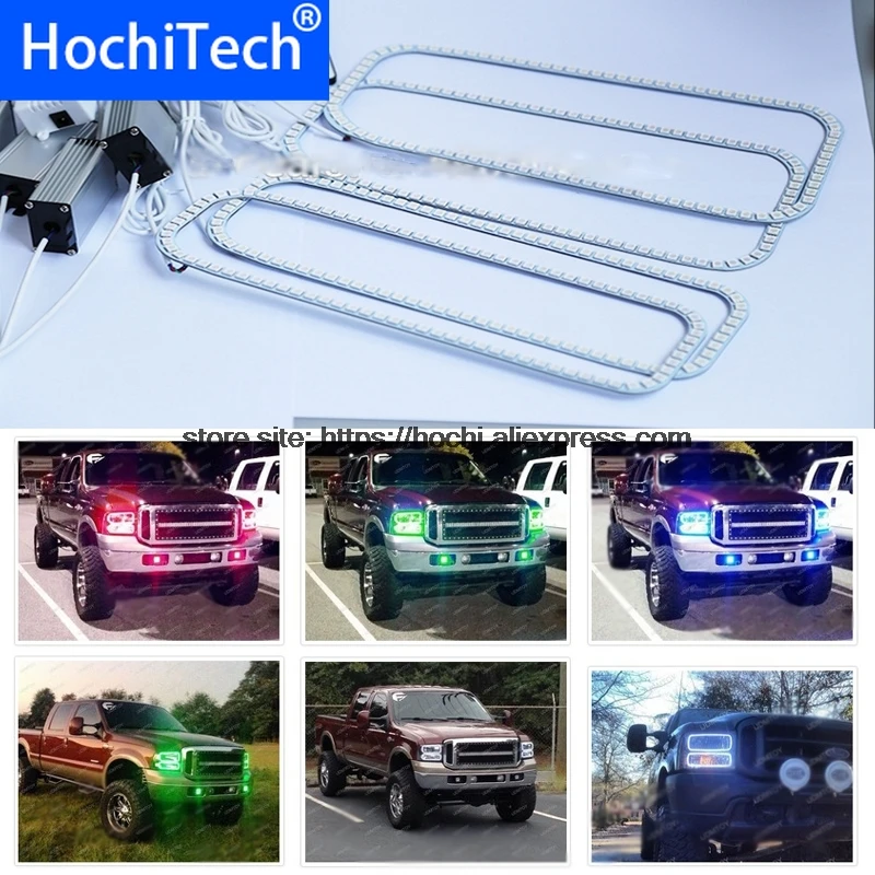 

HochiTech RGB Multi-Color LED Angel Eyes Halo Rings super brightness car styling For 2005-2007 Ford F250 F-250 F350 F-350