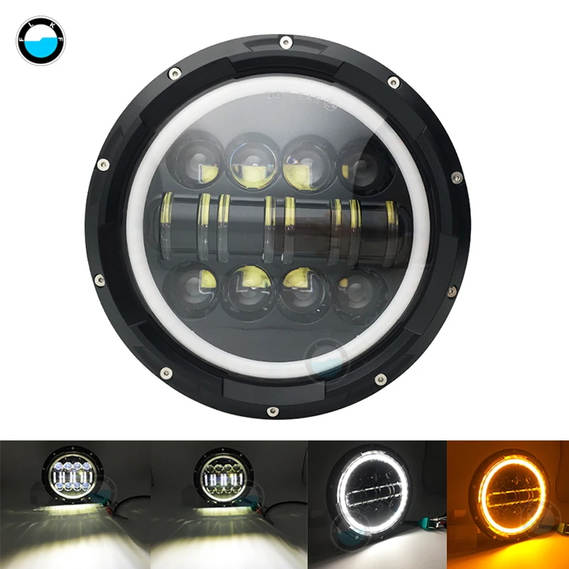 1PC 7inch LED Headlight Bulb Angle Eye DRL Car Led Driving Light  For Jeep Wrangler Jk TJ Fj Hummer Trucks Motor Off Road Lights