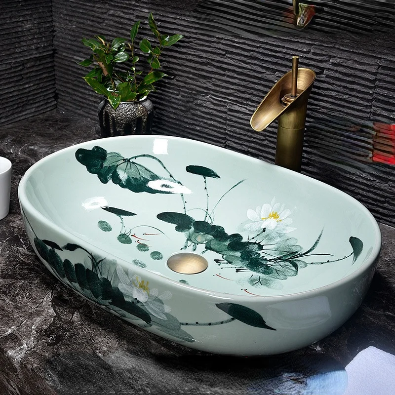 Bathroom Above Counter Basin Ceramic Wash Basin Retro Wash Basin Art Basin Bathroom Wash Basin  Bathroom Sink Bowl